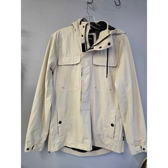 Hollister All-Weather Anorak Jacket Cream/Beige XS Half-Zip Utility Style - Picture 1 of 5